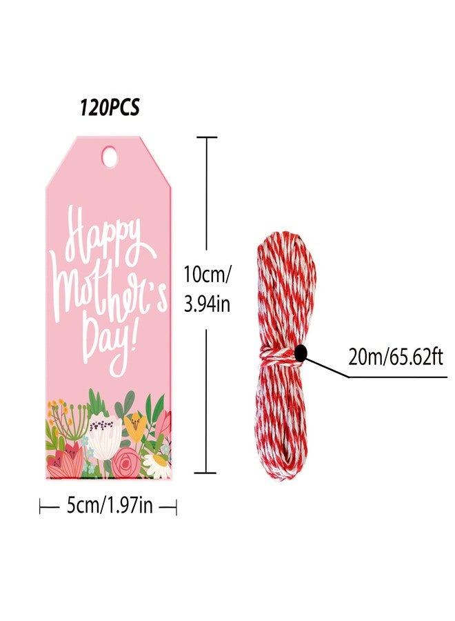 Doumeny Happy Mother's Day Gift Paper Tags 120Pcs Mother's Day Best Mom Ever Hanging Label Tags I Love You Mom Floral Super Mom Tag Sticker with String for DIY Art Craft Mother Party Birthday Supplies - Image 2